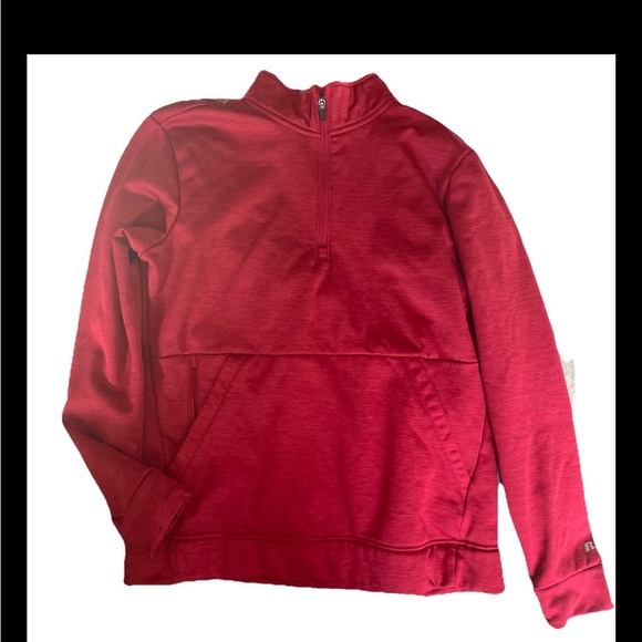 Russel Pull Over Sweatshirt 1/4 Zip Pullover Mens Medium Red Fleece Dri Power - Picture 9 of 11